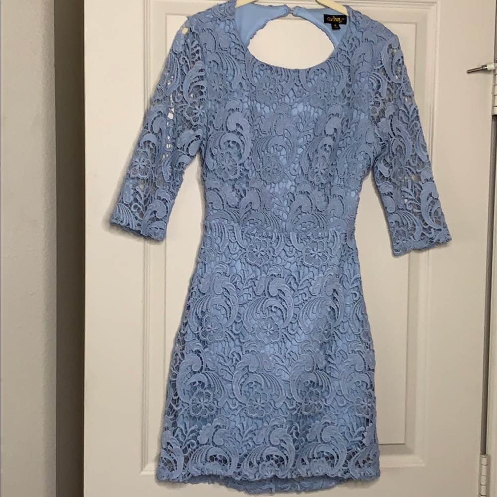 EVERYTHING MUST GO Light blue crochet dress